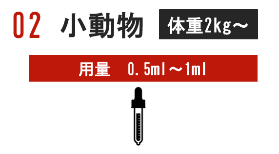 02.小動物体重2kg～用量0.5ml～1ml